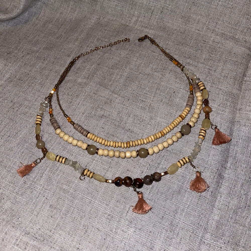 Multicolored, Multistrand Beaded Costume Necklace
